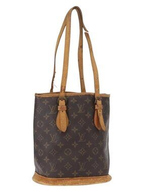 LOUIS VUITTON Monogram Bucket PM Shoulder Bag M42238 LV Auth